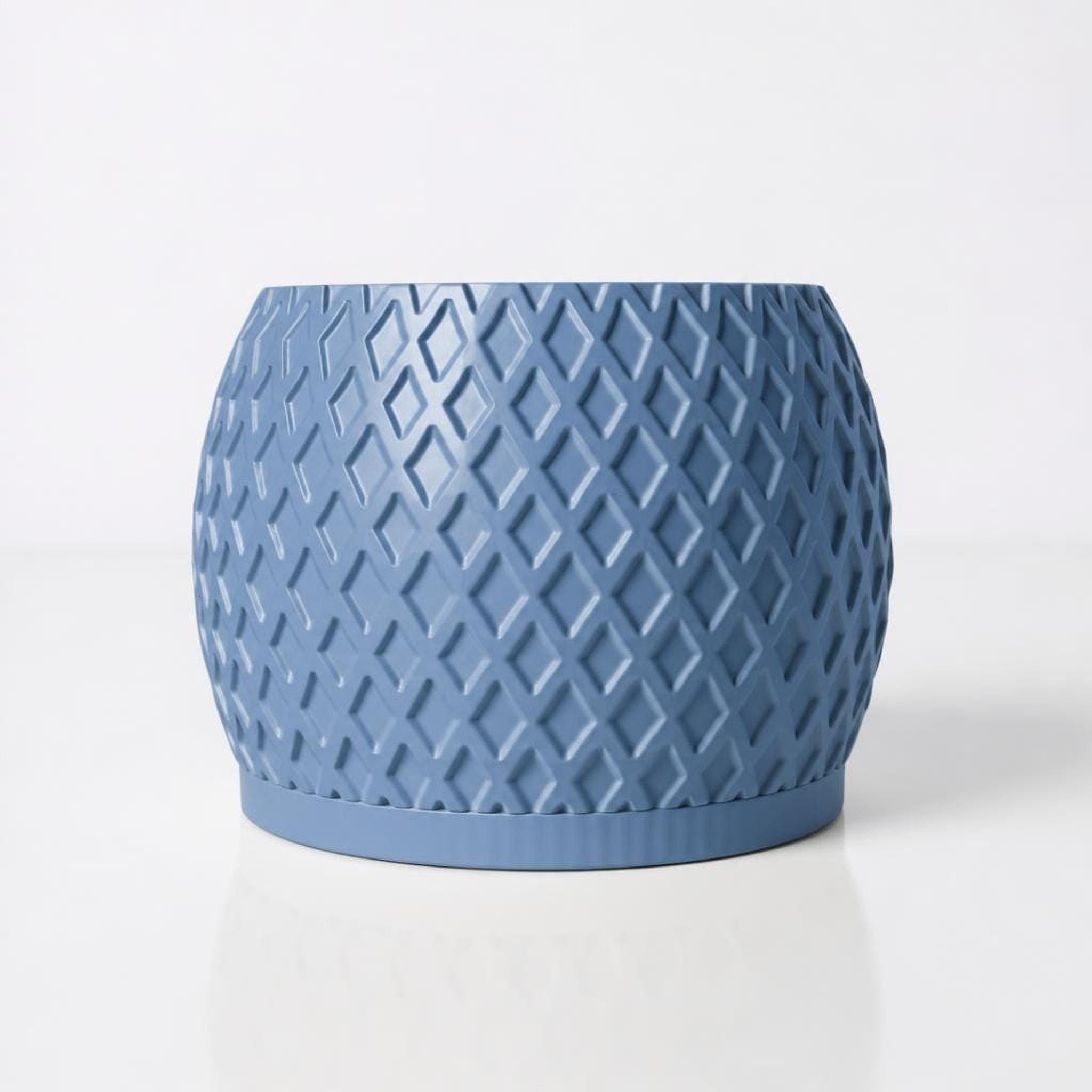 Modern Indoor Planter Pot with Drainage, Diamond Textured White Plant Pot, Geometric Home Decor Gift – photo 15